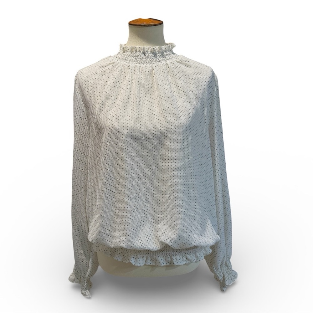 Adrianna Papell Smocked Waistband Long Sleeved Blouse, Size XL